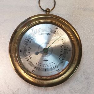 Vintage Brass-Finish Wall Barometer